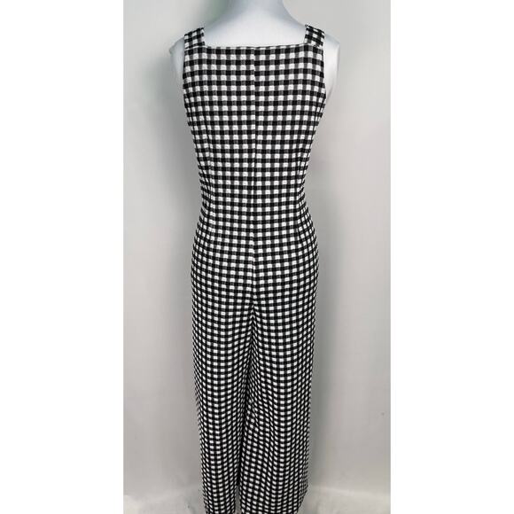 Maeve Anthropologie Black & White Gingham Check Jumpsuit Size M - Picture 3 of 11